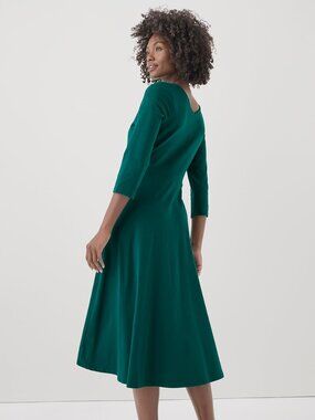 Pact | Dresses | Pact Organic Fit And Flare Shorty Midi Dress Golden Hour  Leaves Size Medium Nwt | Poshmark